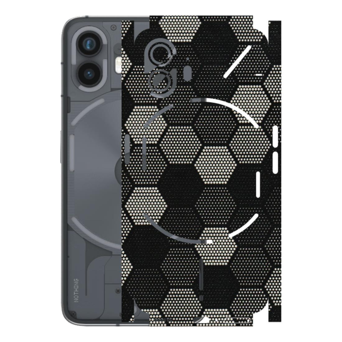 Nothing Phone Skins (All Models) - Black & White Dotted Honeycomb - 3D Embossed Finish (L-202) Nothing Phone 2