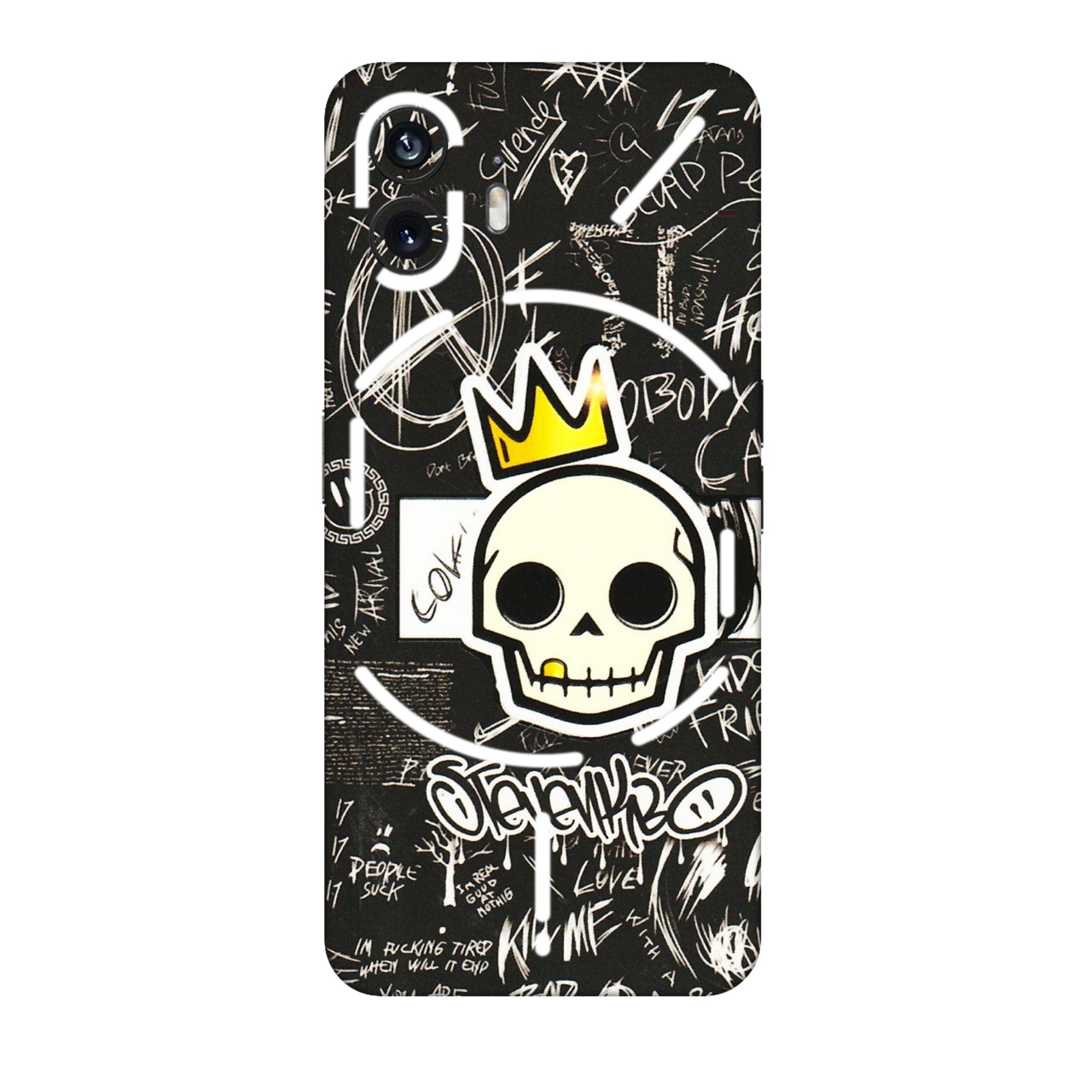 Nothing Phone Skins (All Models) - Funny Skull Black Chalk Grafitti - 3D Embossed Finish (L-22) Nothing Phone 2
