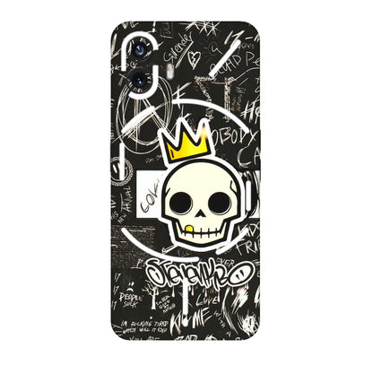 Nothing Phone Skins (All Models) - Funny Skull Black Chalk Grafitti - 3D Embossed Finish (L-22) Nothing Phone 2