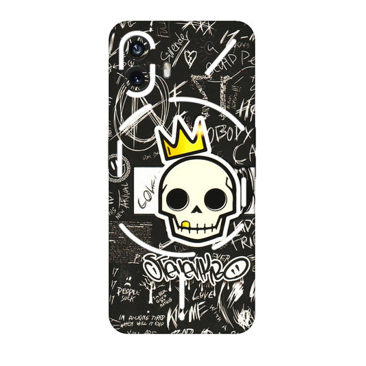 Nothing Phone Skins (All Models) - Funny Skull Black Chalk Grafitti - 3D Embossed Finish (L-22) Nothing Phone 2
