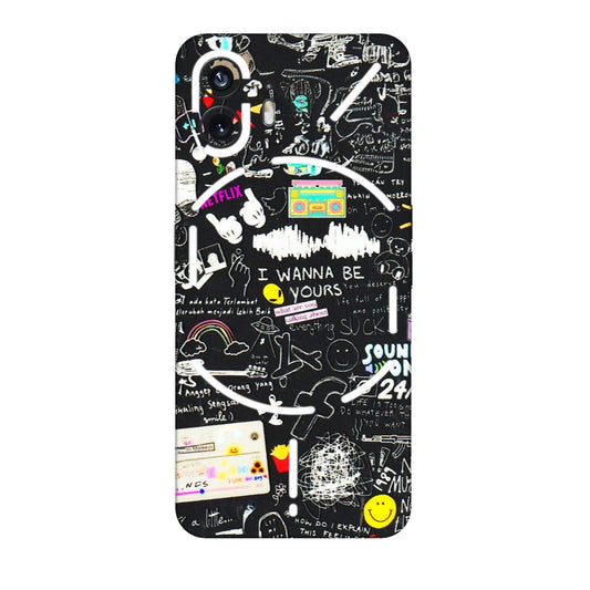Nothing Phone Skins (All Models) - Black Creatives Doodles - 3D Embossed Finish (L-311) Nothing Phone 2