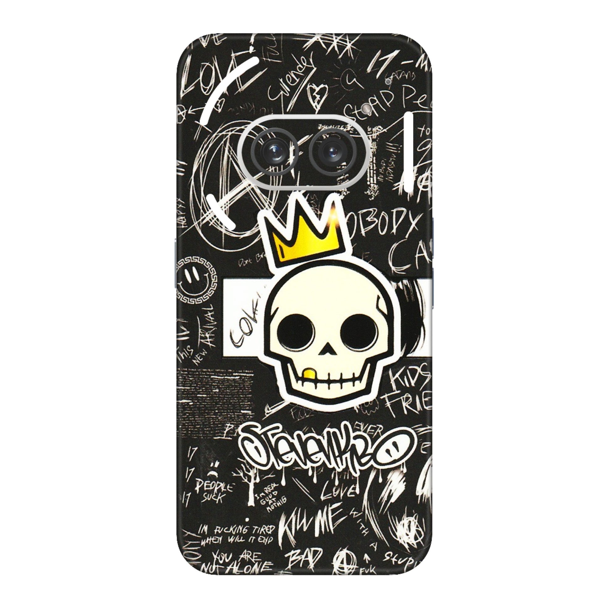 Nothing Phone Skins (All Models) - Funny Skull Black Chalk Grafitti - 3D Embossed Finish (L-22) Nothing Phone 2A