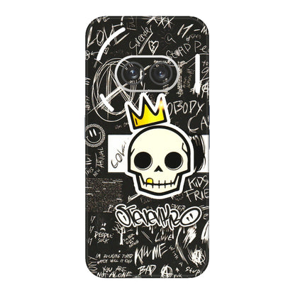 Nothing Phone Skins (All Models) - Funny Skull Black Chalk Grafitti - 3D Embossed Finish (L-22) Nothing Phone 2A