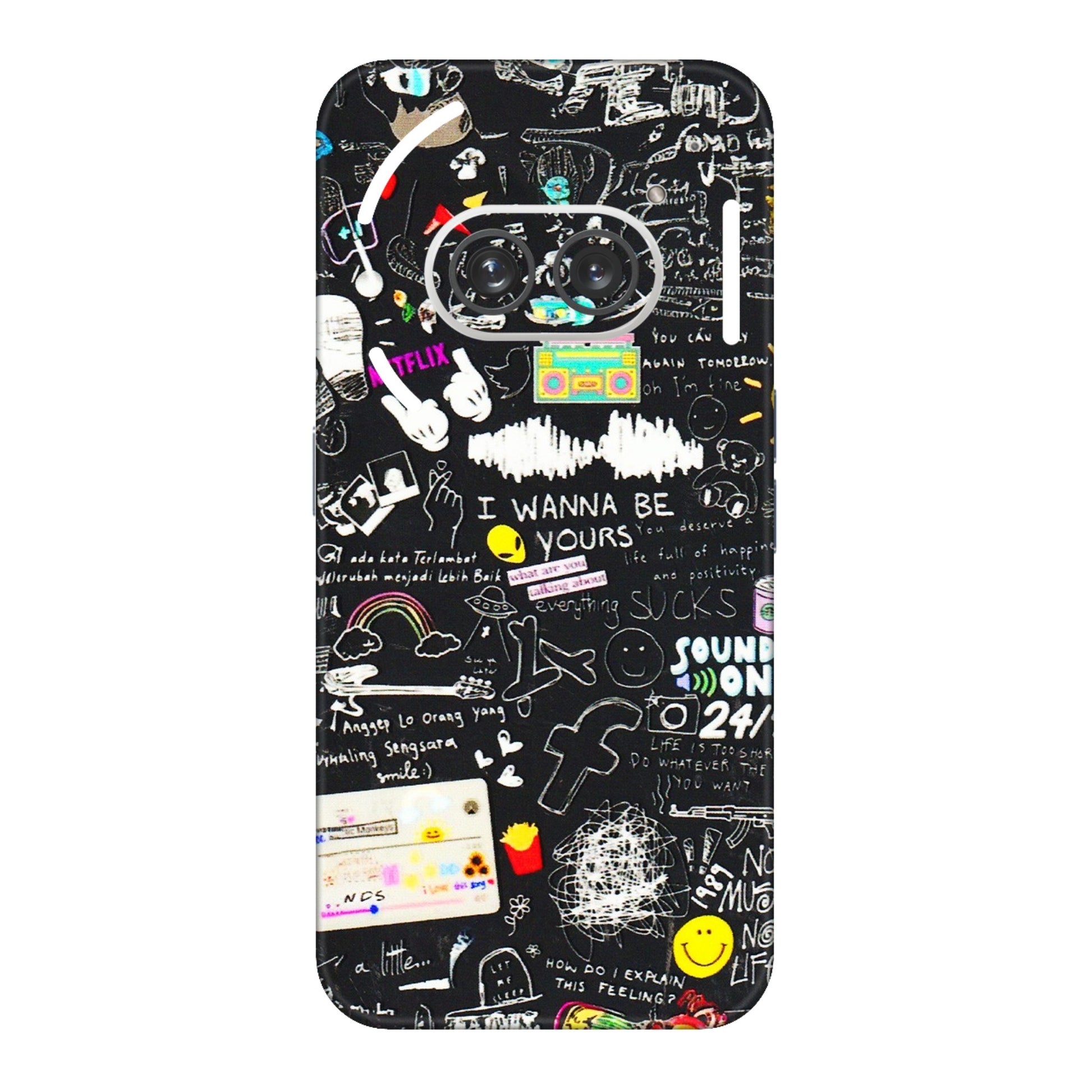 Nothing Phone Skins (All Models) - Black Creatives Doodles - 3D Embossed Finish (L-311) Nothing Phone 2A