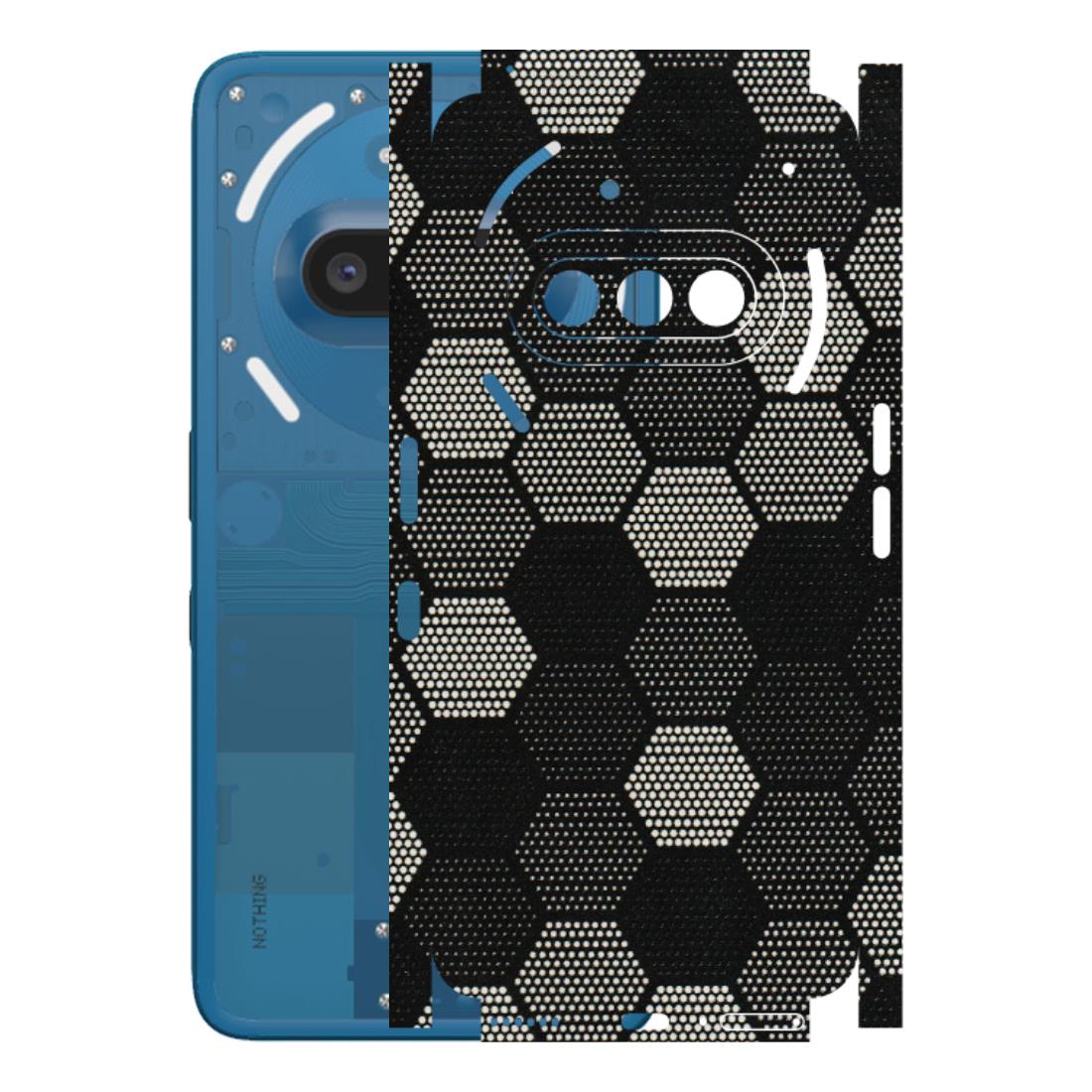 Nothing Phone Skins (All Models) - Black & White Dotted Honeycomb - 3D Embossed Finish (L-202) Nothing Phone 3A