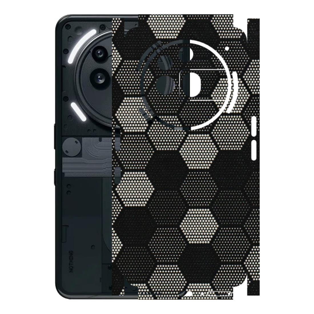 Nothing Phone Skins (All Models) - Black & White Dotted Honeycomb - 3D Embossed Finish (L-202) Nothing Phone 3A Pro