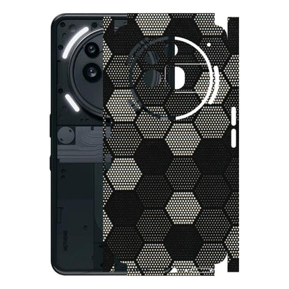 Nothing Phone Skins (All Models) - Black & White Dotted Honeycomb - 3D Embossed Finish (L-202) Nothing Phone 3A Pro