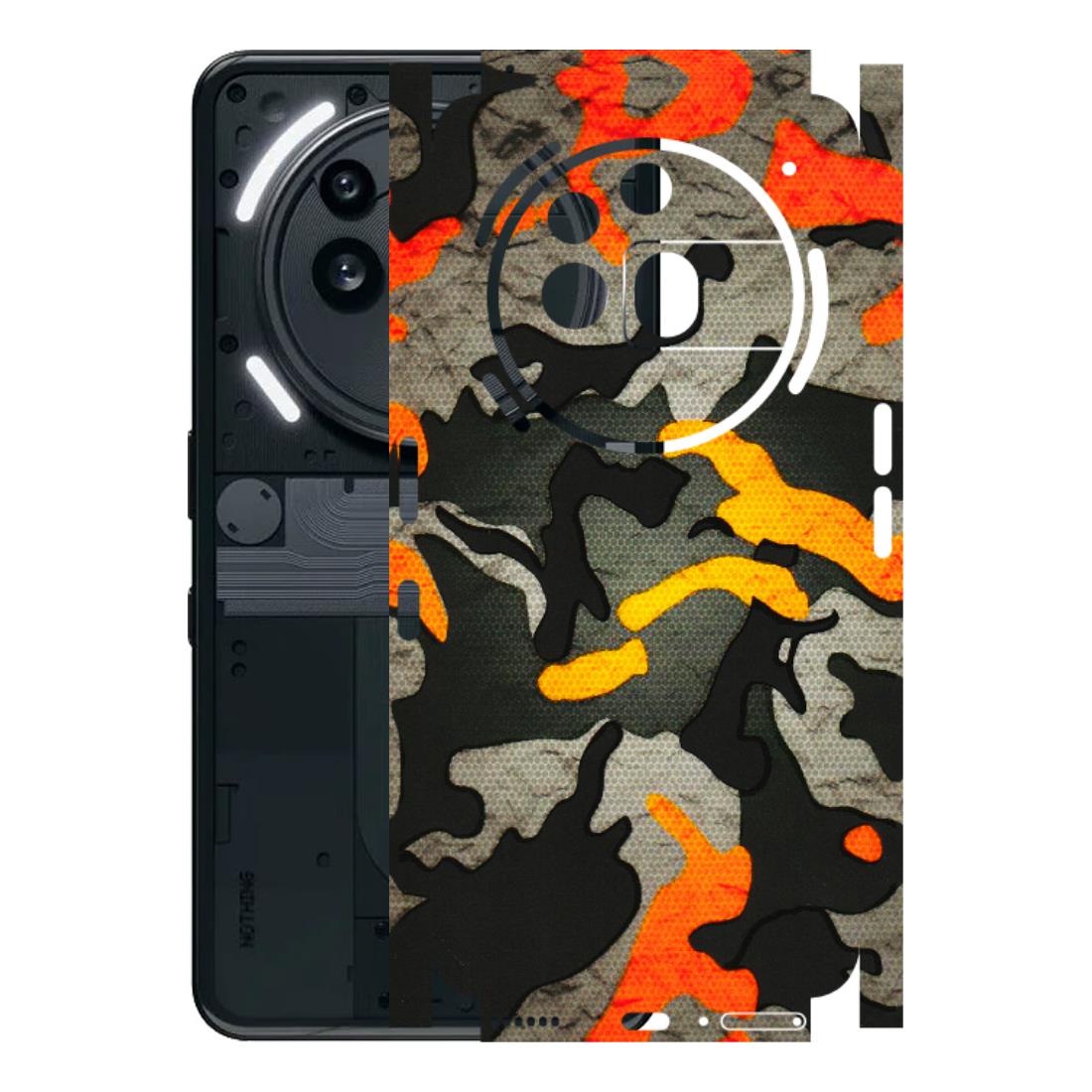 Nothing Phone Skins (All Models) - Orange Camouflage - 3D Embossed Finish (L-204) Nothing Phone 3A Pro