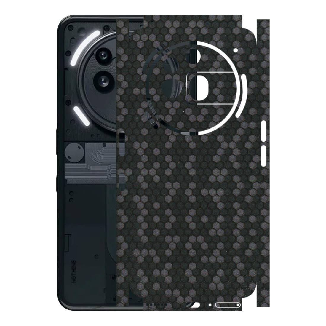 Nothing Phone Skins (All Models) - Black Grey Honeycomb Sober - 3D Embossed Finish (L-85) Nothing Phone 3A Pro
