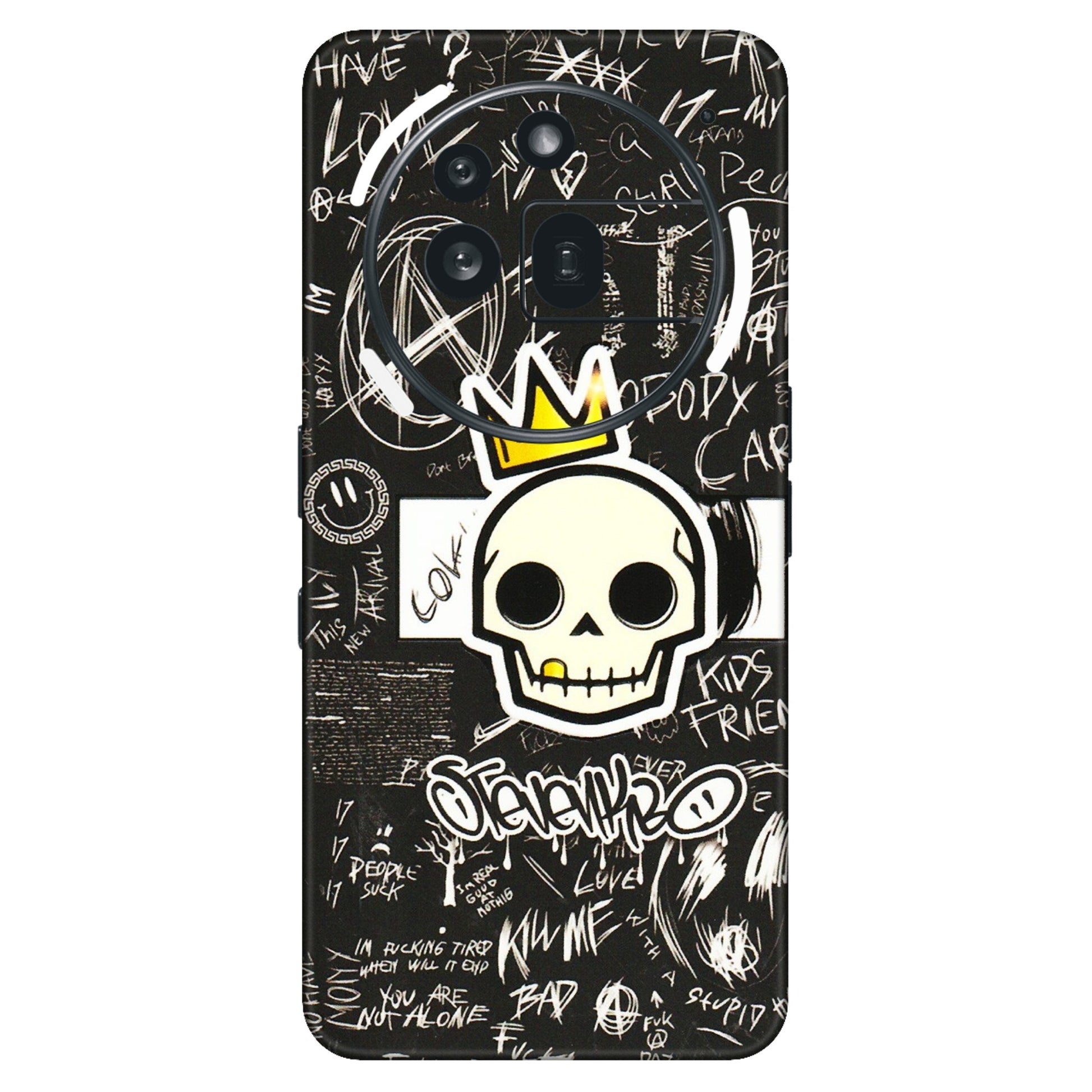 Nothing Phone Skins (All Models) - Funny Skull Black Chalk Grafitti - 3D Embossed Finish (L-22) Nothing Phone 3A Pro