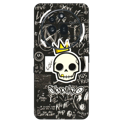 Nothing Phone Skins (All Models) - Funny Skull Black Chalk Grafitti - 3D Embossed Finish (L-22) Nothing Phone 3A Pro