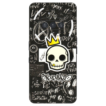 Nothing Phone Skins (All Models) - Funny Skull Black Chalk Grafitti - 3D Embossed Finish (L-22) Nothing Phone 3A