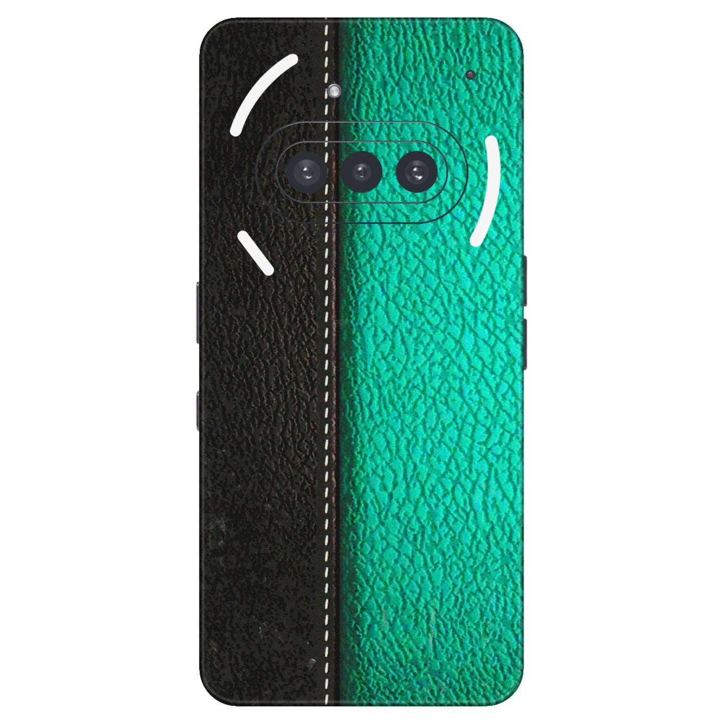 Nothing Phone Skins (All Models) - Black Green Dual  Leather Stich - 3D Embossed Finish (L-233) Nothing Phone 3A