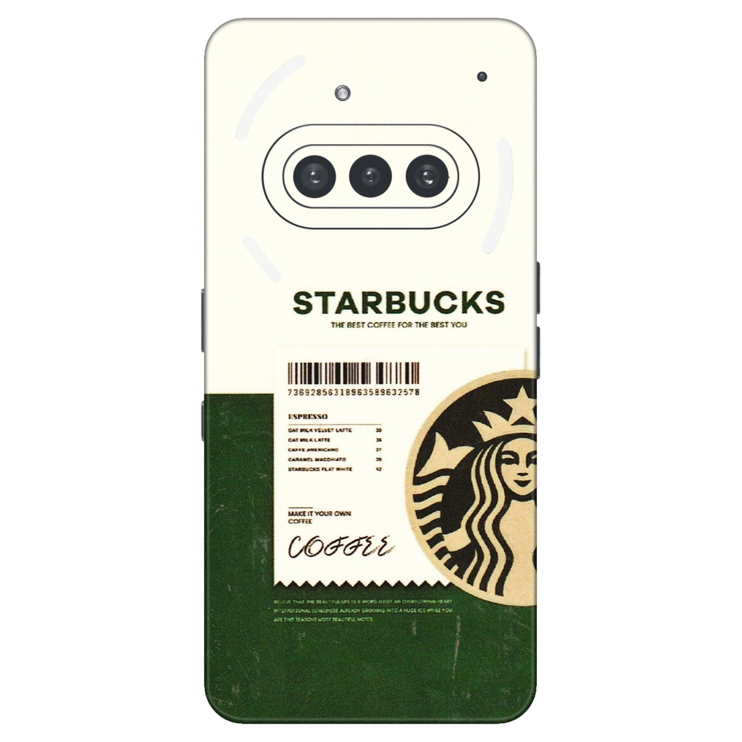 Nothing Phone Skins (All Models) - Starbucks Barcode - 3D Embossed Finish (L-308) Nothing Phone 3A