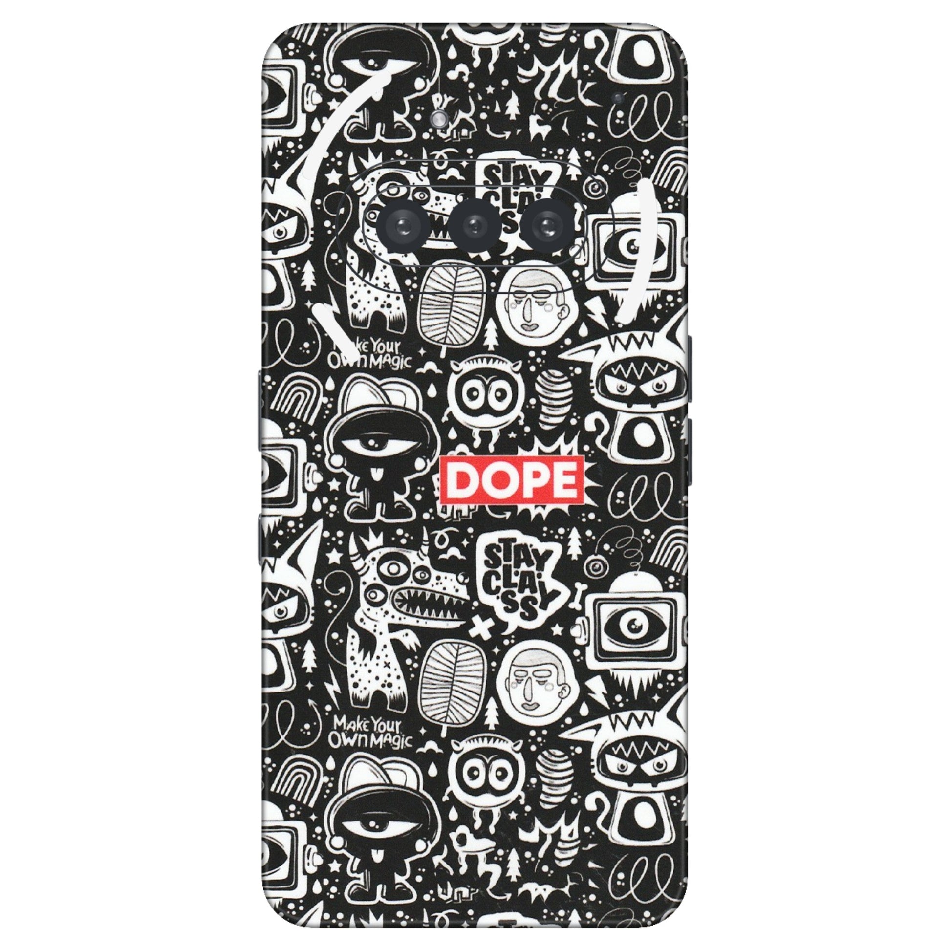 Nothing Phone Skins (All Models) - Dope Stay Classy Black Doodles - Matte Finish (M-126) Nothing Phone 3A