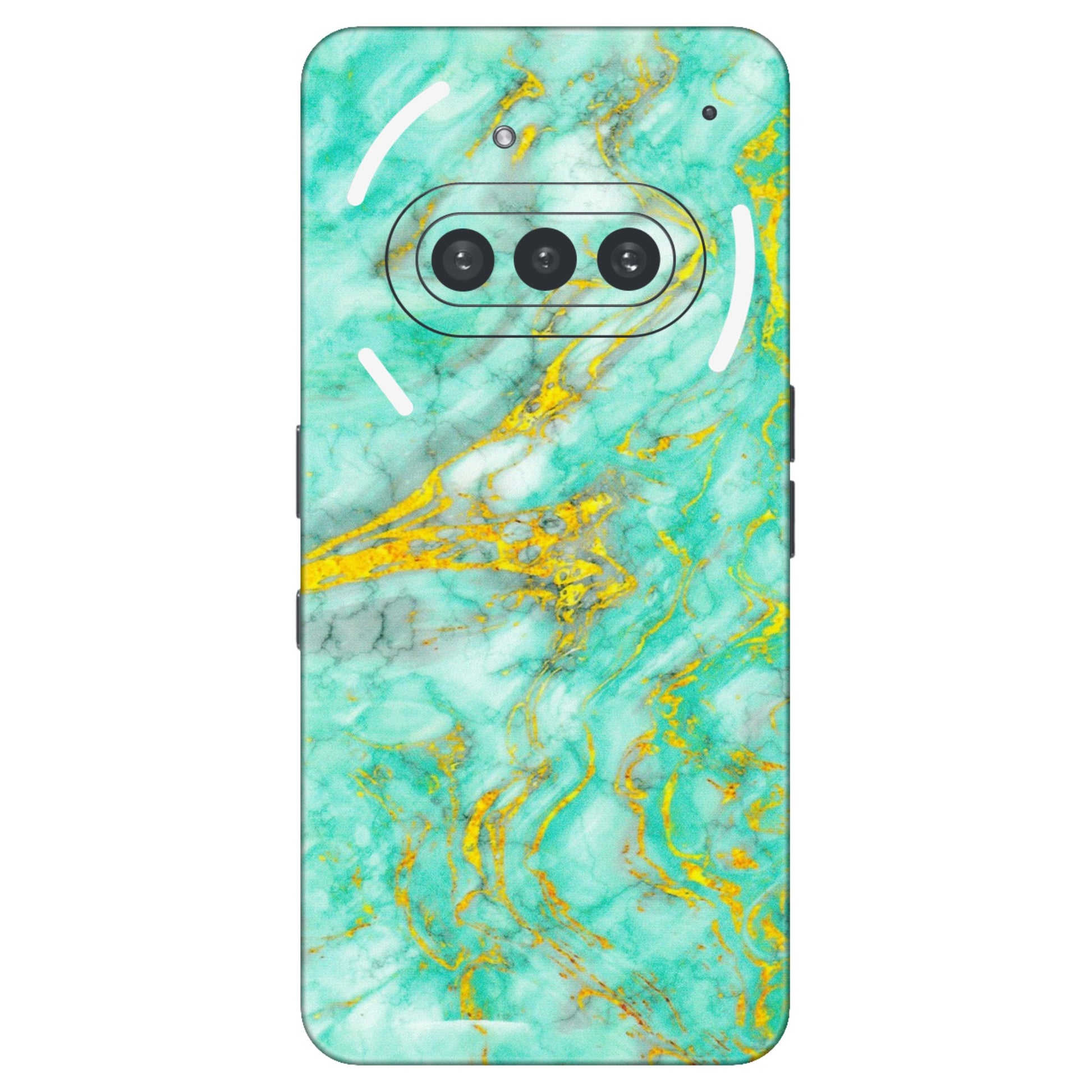 Nothing Phone Skins (All Models) - Green And Gold Marble Feel - Matte Finish (M-16) Nothing Phone 3A
