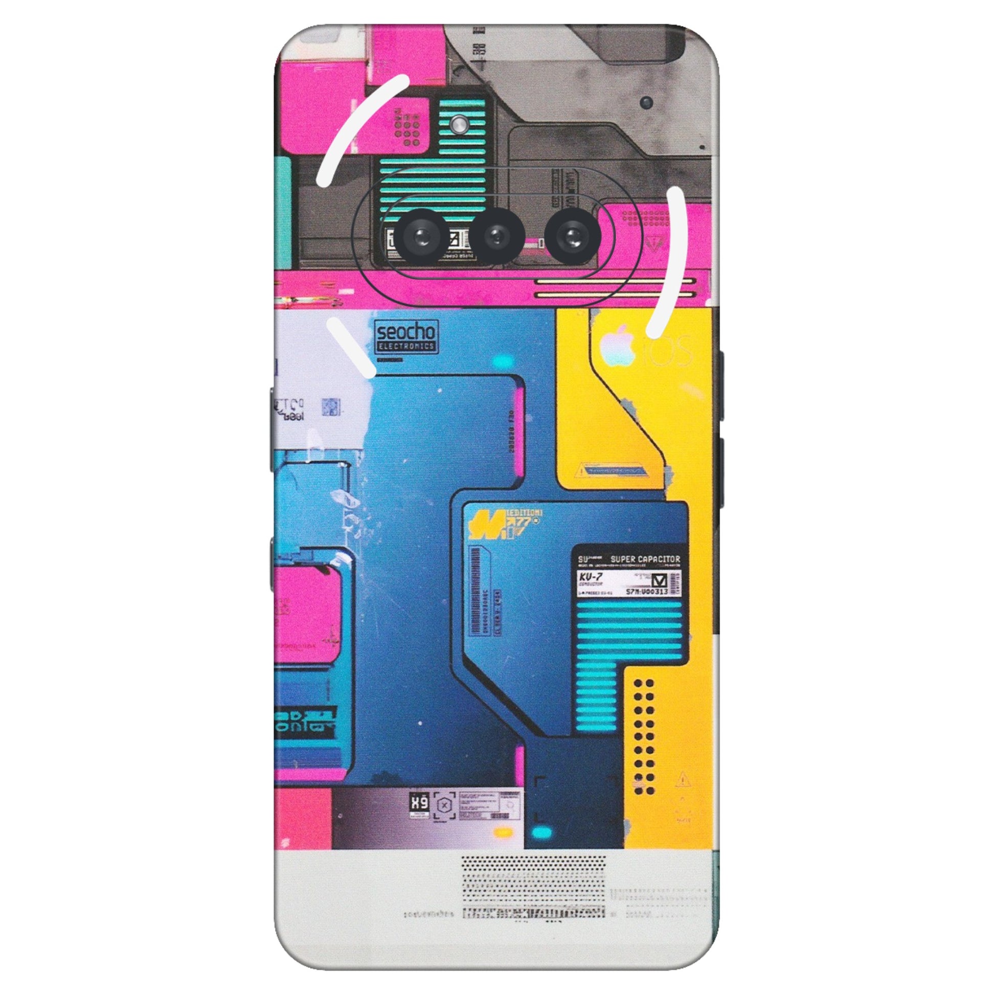 Nothing Phone Skins (All Models) - Colourfull Motherboard Internals - Matte Finish (M-55) Nothing Phone 3A