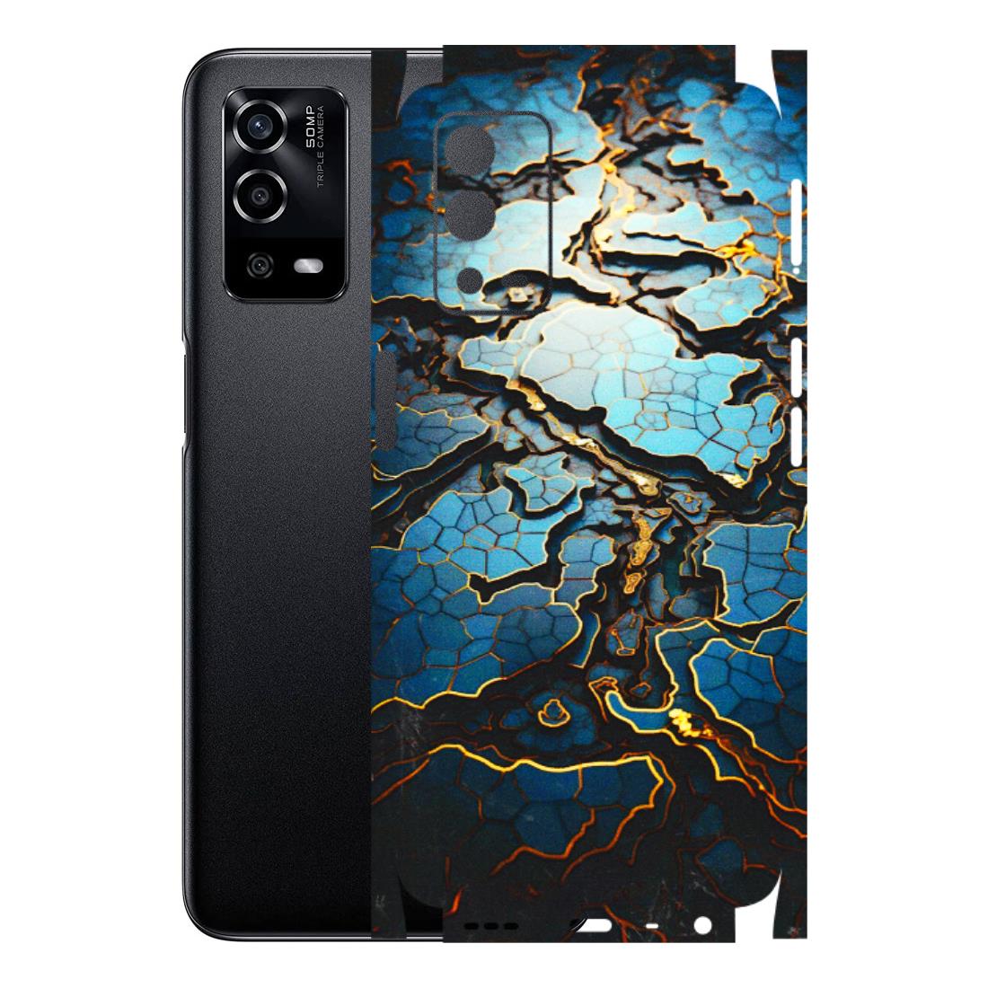Oppo Phone Skins (All Models) - Blue Gold Abstract - 3D Embossed Finish (L-11) Oppo A55 4G