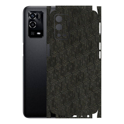 Oppo Phone Skins (All Models) - Black Abstract Pattern - 3D Embossed Finish (L-117) Oppo A55 4G