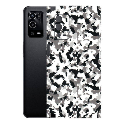 Oppo Phone Skins (All Models) - White Black Camouflage - 3D Embossed Finish (L-18) Oppo A55 4G