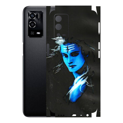 Oppo Phone Skins (All Models) - Har Har Mahadev Blue/Black - 3D Embossed Finish (L-185) Oppo A55 4G