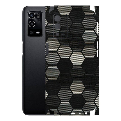 Oppo Phone Skins (All Models) - Black & White Dotted Honeycomb - 3D Embossed Finish (L-202) Oppo A55 4G