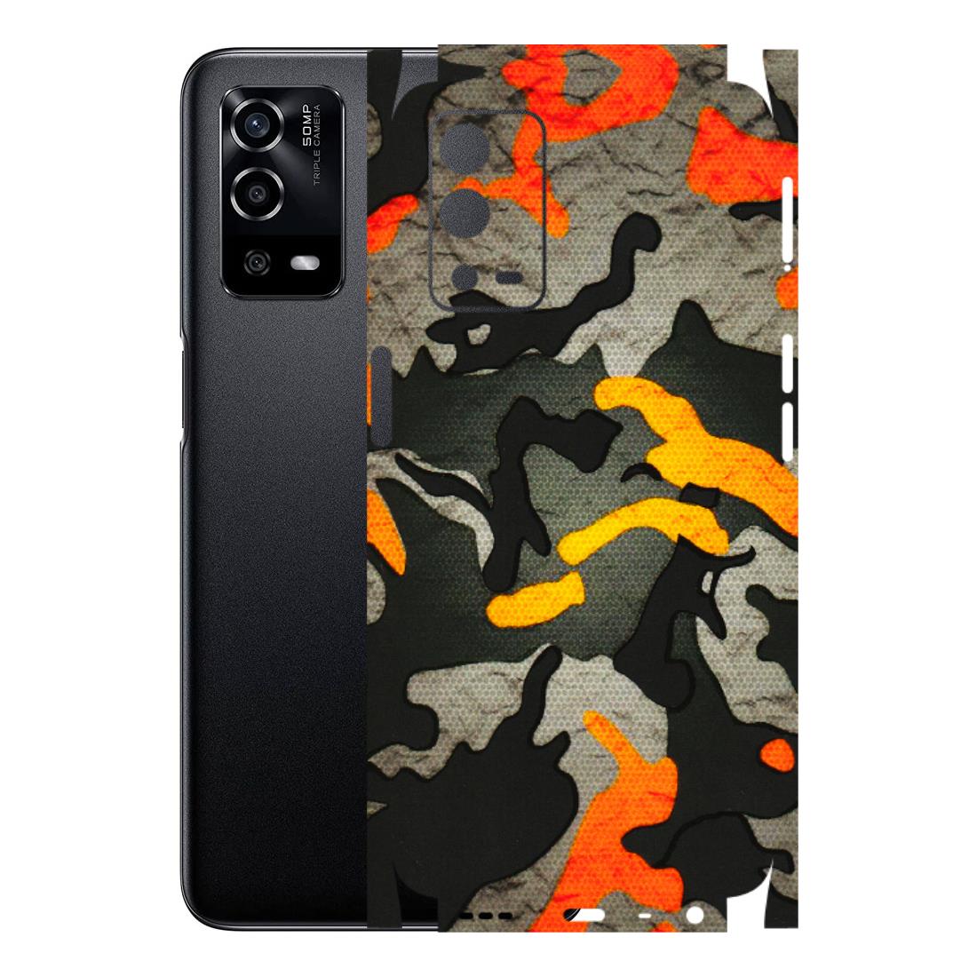 Oppo Phone Skins (All Models) - Orange Camouflage - 3D Embossed Finish (L-204) Oppo A55 4G