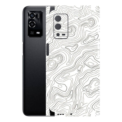Oppo Phone Skins (All Models) - White Black Swirls Latest - 3D Embossed Finish (L-219) Oppo A55 4G