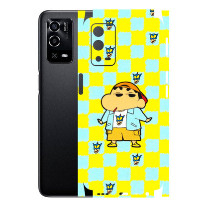 Oppo Phone Skins (All Models) - Yellow Blue Shinchan Cute - 3D Embossed Finish (L-221) Oppo A55 4G