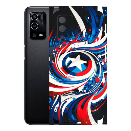 Oppo Phone Skins (All Models) - Captain America Logo - 3D Embossed Finish (L-307) Oppo A55 4G