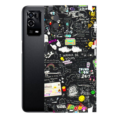 Oppo Phone Skins (All Models) - Black Creatives Doodles - 3D Embossed Finish (L-311) Oppo A55 4G
