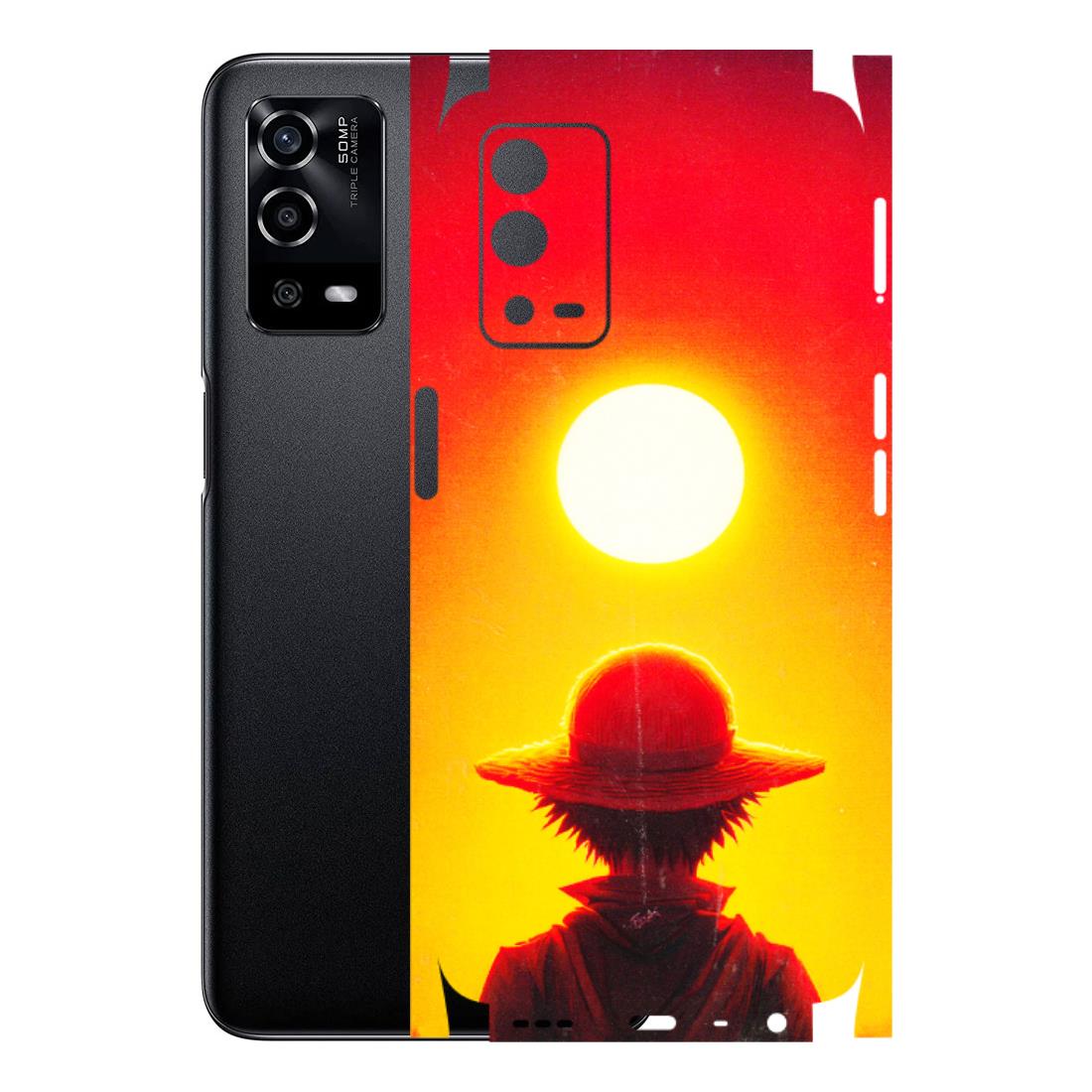 Oppo Phone Skins (All Models) - Cool Sunset With Monkey D.Luffy Anime - 3D Embossed Finish (L-329) Oppo A55 4G