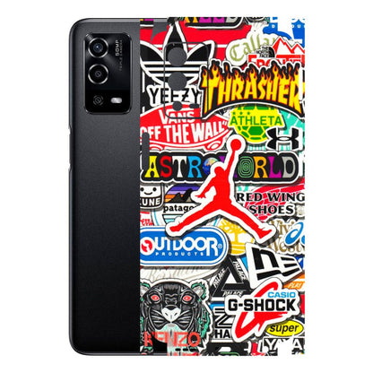Oppo Phone Skins (All Models) - Multi Brands Sticker Graffiti - 3D Embossed Finish (L-37) Oppo A55 4G