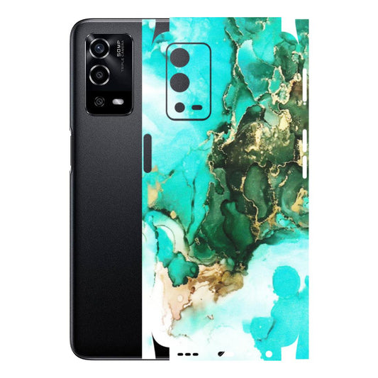 OPPO Phone Skins (All Models) - The Blue Gold Marble - Matte Finish (M-124) Oppo A55 4G