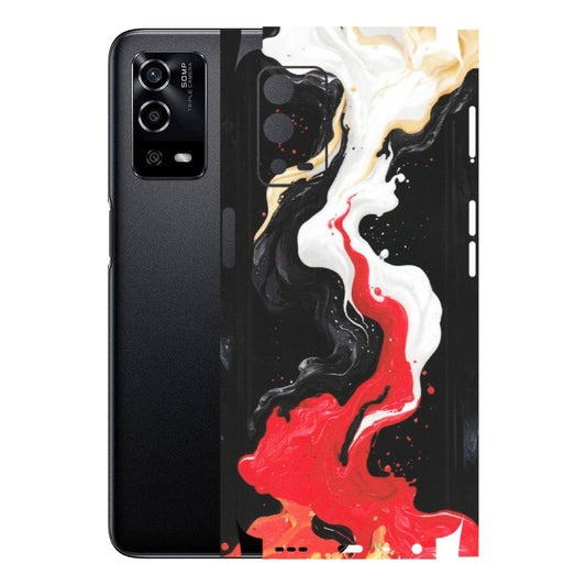 OPPO Phone Skins (All Models) - Black Red White Paint Splash Fusion - Matte Finish (M-56) Oppo A55 4G