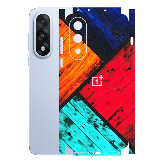 OnePlus Phone Skins (All Models) - Colourful Wood Panels Abstract - 3D Embossed Finish - (L-09) OnePlus Nord 5