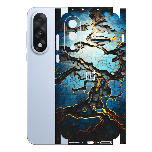 OnePlus Phone Skins (All Models) - Blue Gold Abstract - 3D Embossed Finish - (L-11) OnePlus Nord 5