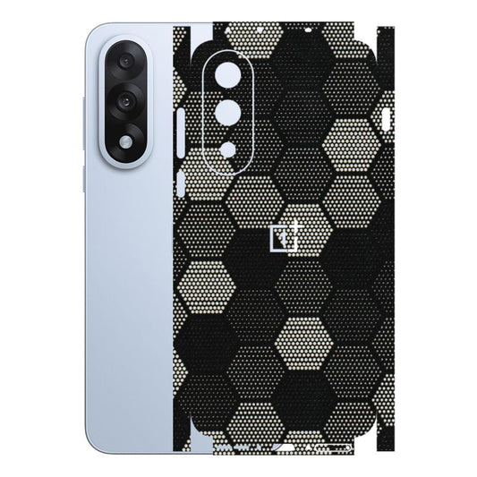 OnePlus Phone Skins (All Models) - Black & White Dotted Honeycomb Texture - 3D Embossed Finish - (L-202) OnePlus Nord 5