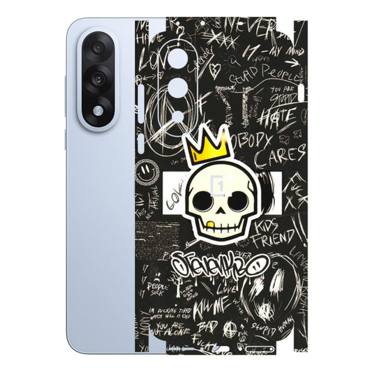 OnePlus Phone Skins (All Models) - Funny Skull Black Chalk Grafitti - 3D Embossed Finish - (L-22) OnePlus Nord 5