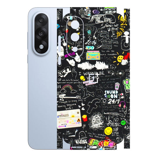 OnePlus Phone Skins (All Models) - Black Creatives Doodles - 3D Embossed Finish - (L-311) OnePlus Nord 5