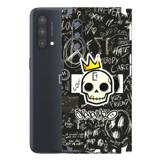 OnePlus Phone Skins (All Models) - Funny Skull Black Chalk Grafitti - 3D Embossed Finish - (L-22) OnePlus Nord CE 5 5G
