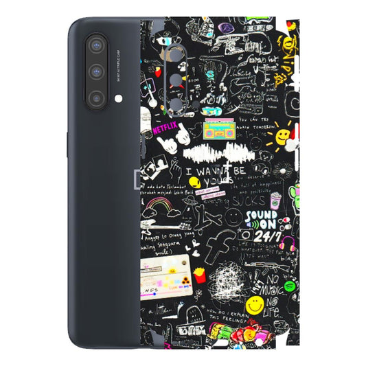 OnePlus Phone Skins (All Models) - Black Creatives Doodles - 3D Embossed Finish - (L-311) OnePlus Nord CE 5 5G