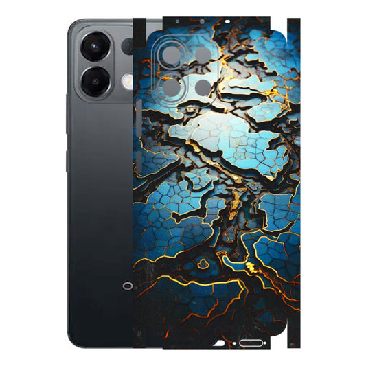 OPPO Phone Skins 2025 (All Models) - Blue Gold Abstract - 3D Embossed Finish (L-11) Oppo K13 5G