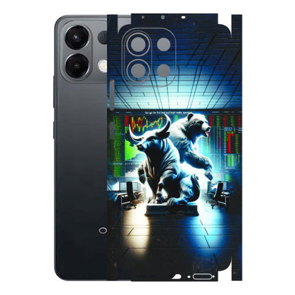 OPPO Phone Skins 2025 (All Models) - Stock Market Sensex Bear vs Bulls - 3D Embossed Finish (L-15) Oppo K13 5G
