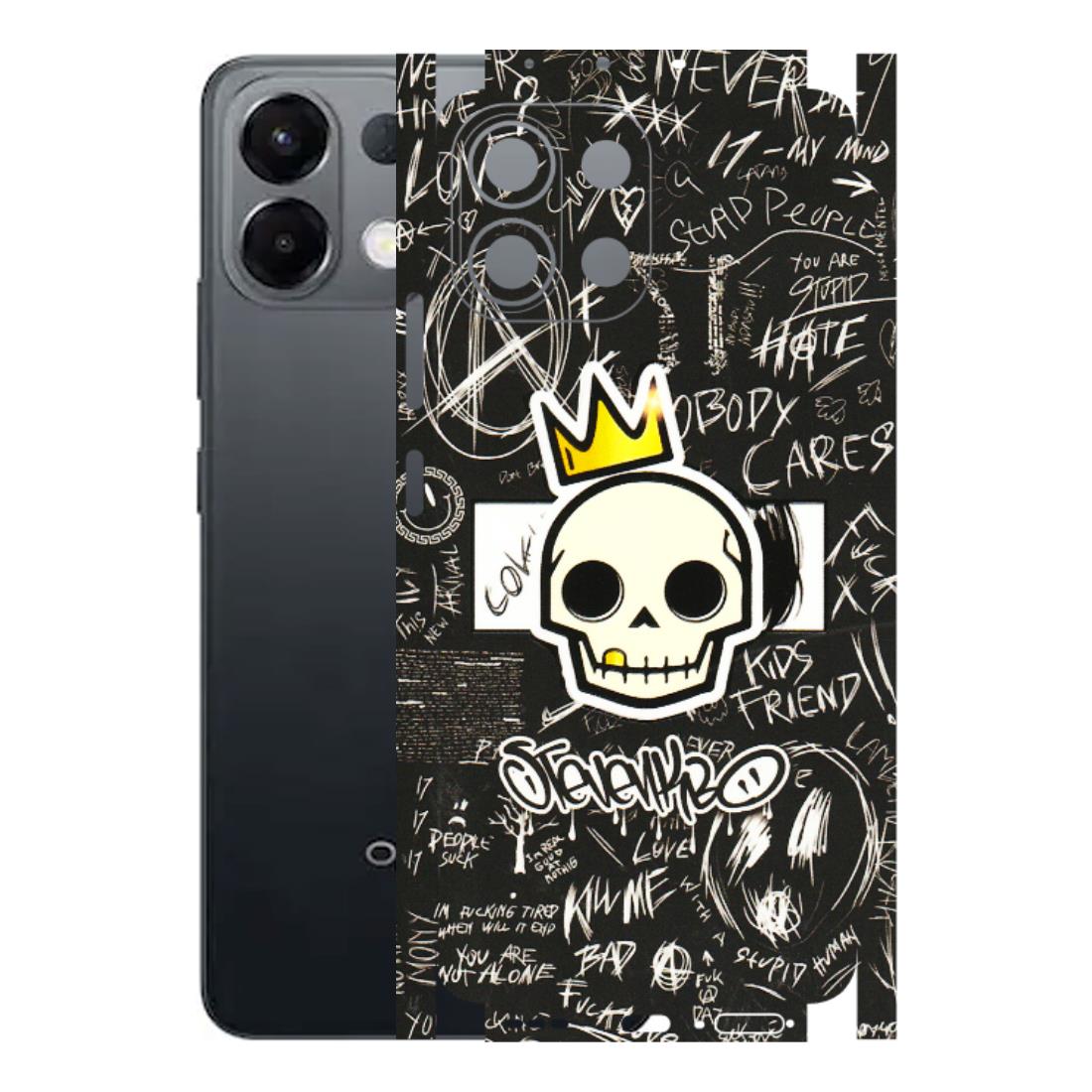 OPPO Phone Skins 2025 (All Models) - Funny Skull Black Chalk Grafitti - 3D Embossed Finish (L-22) Oppo K13 5G