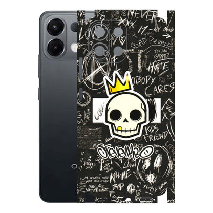 OPPO Phone Skins 2025 (All Models) - Funny Skull Black Chalk Grafitti - 3D Embossed Finish (L-22) Oppo K13 5G