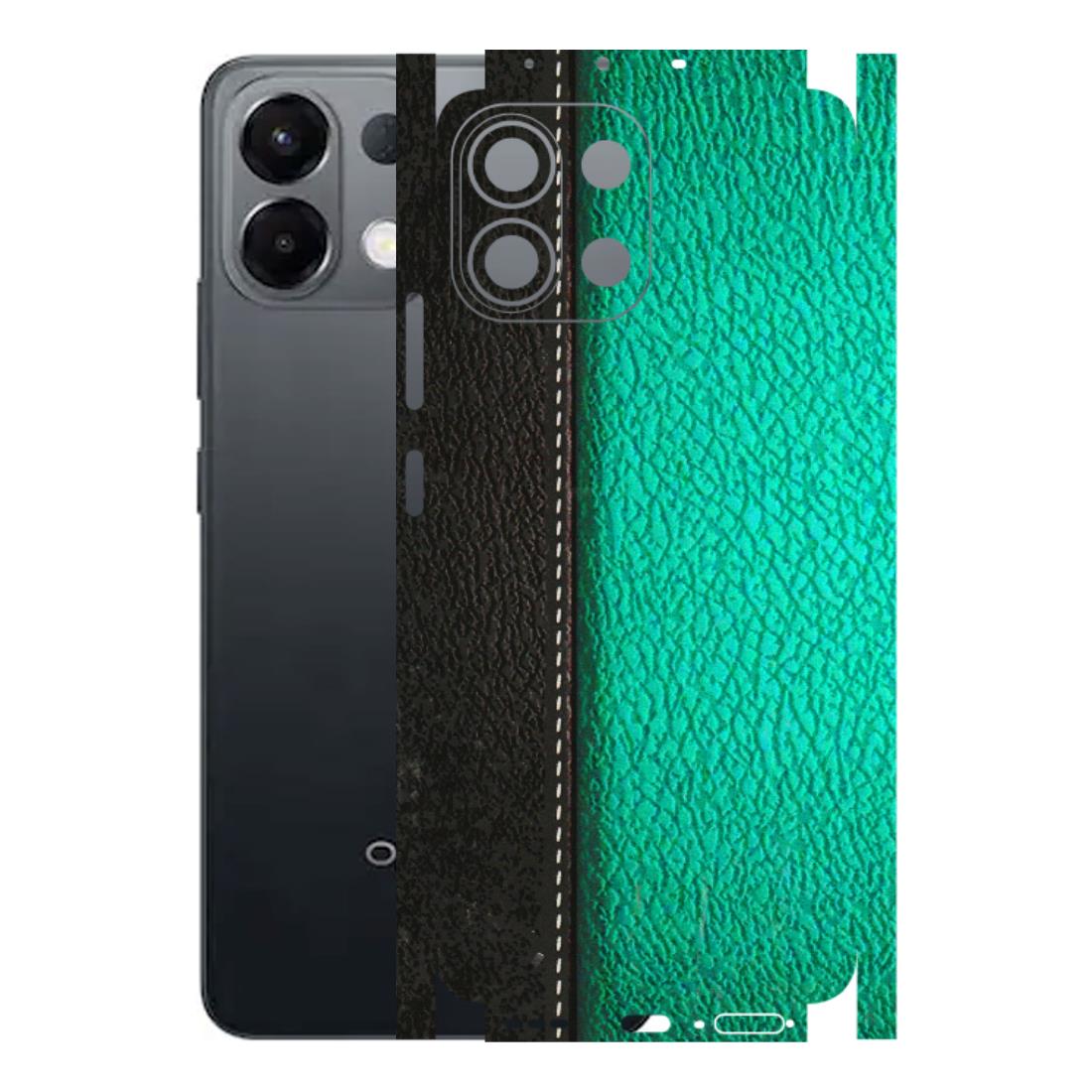 OPPO Phone Skins 2025 (All Models) - Black Green Dual Leather Stich - 3D Embossed Finish (L-233) Oppo K13 5G