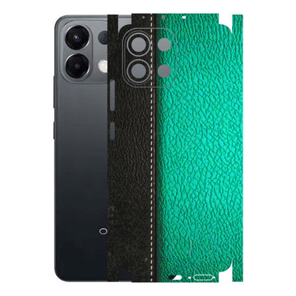 OPPO Phone Skins 2025 (All Models) - Black Green Dual Leather Stich - 3D Embossed Finish (L-233) Oppo K13 5G