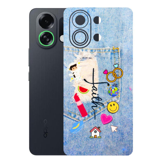OPPO Phone Skins 2025 (All Models) - Denim Jeans Pocket - 3D Embossed Finish (L-134) Oppo K13 Turbo 5G