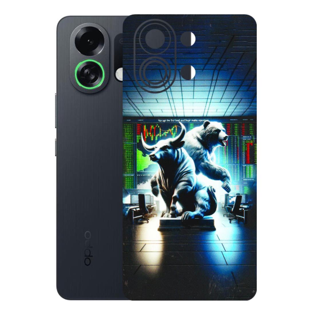 OPPO Phone Skins 2025 (All Models) - Stock Market Sensex Bear vs Bulls - 3D Embossed Finish (L-15) Oppo K13 Turbo 5G